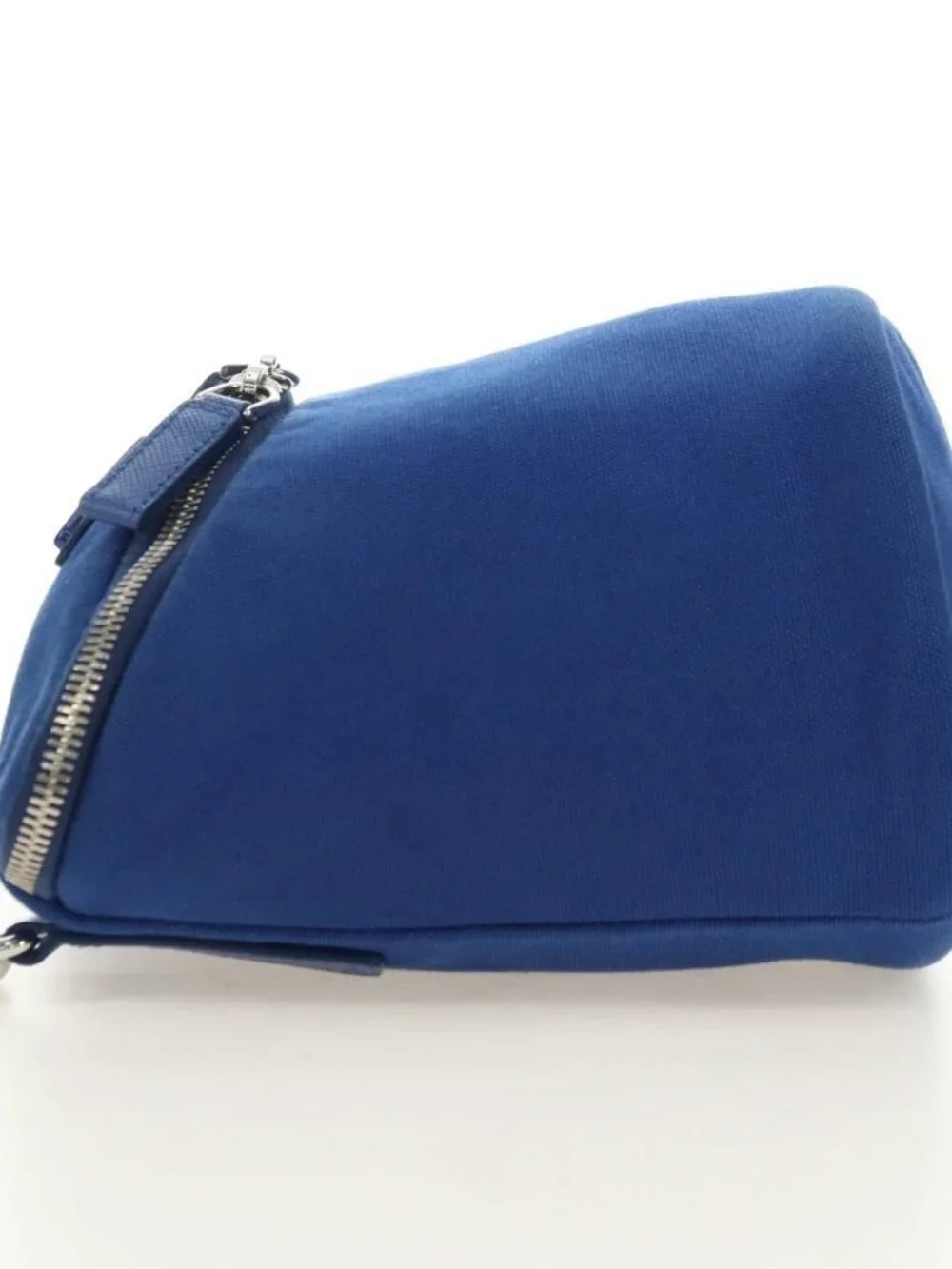 PRADA Shoulder Bag Canvas Blue Silver Auth